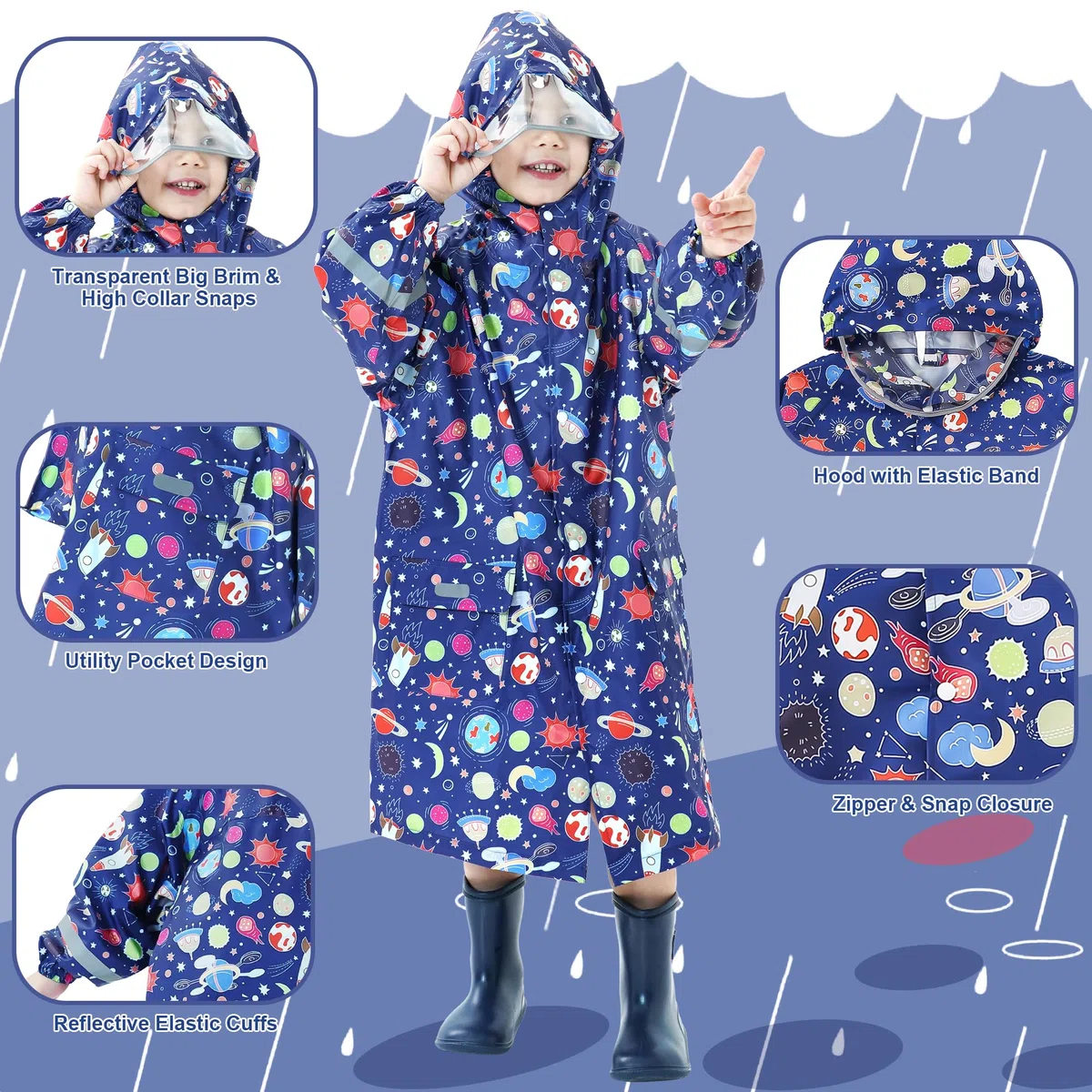 Impermeabile Bambina Poncho Antipioggia Leggero Cappuccio Mantella Antipioggia Portatile Poncho Pioggia Giacca Impermeabile Ragazze 3-12 Anni