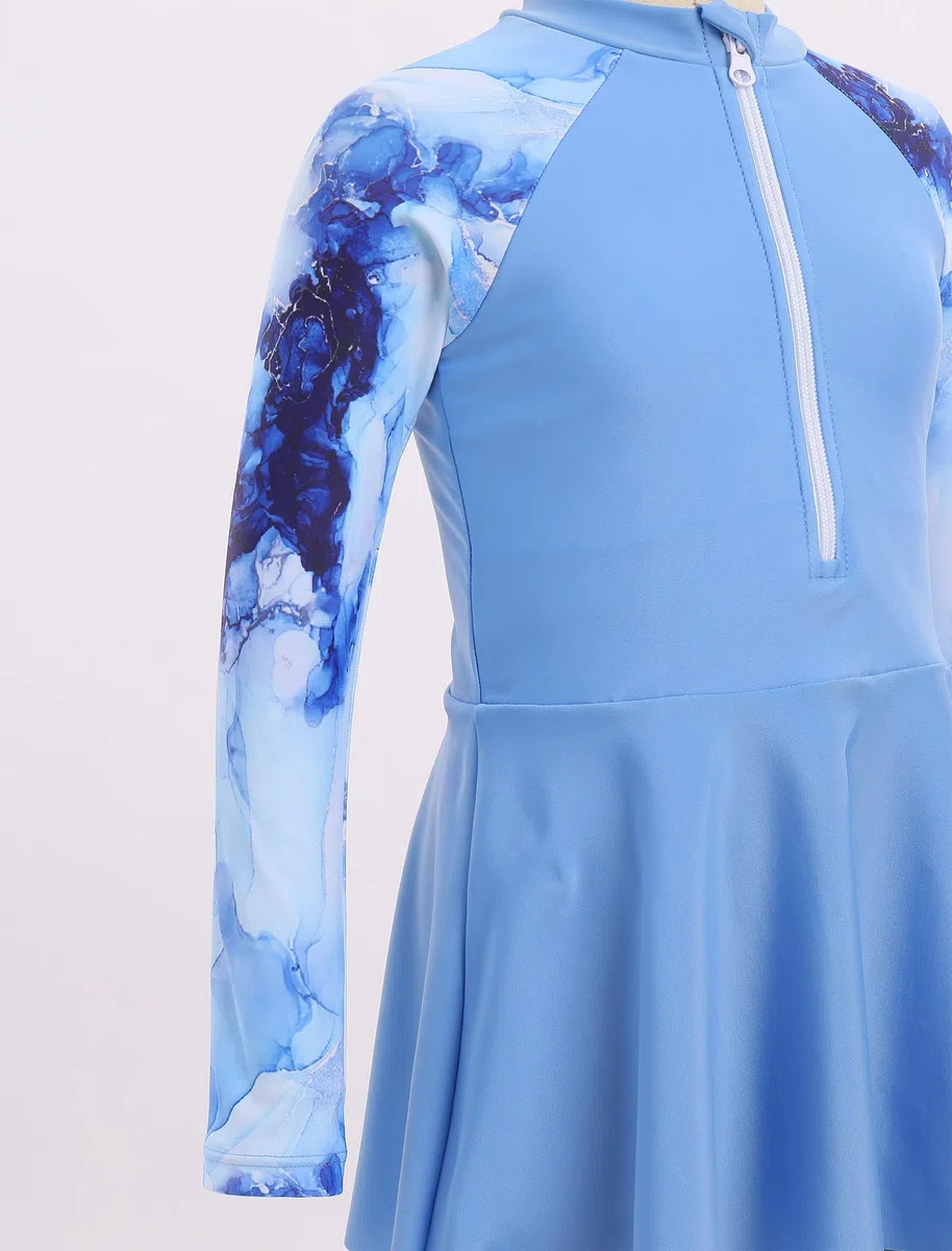 IMEKIS Costume da bagno islamico musulmano da bambina Burkini, a maniche lunghe, con pantaloni e pantaloncini bikini, 3 pezzi, costume da bagno per bambini