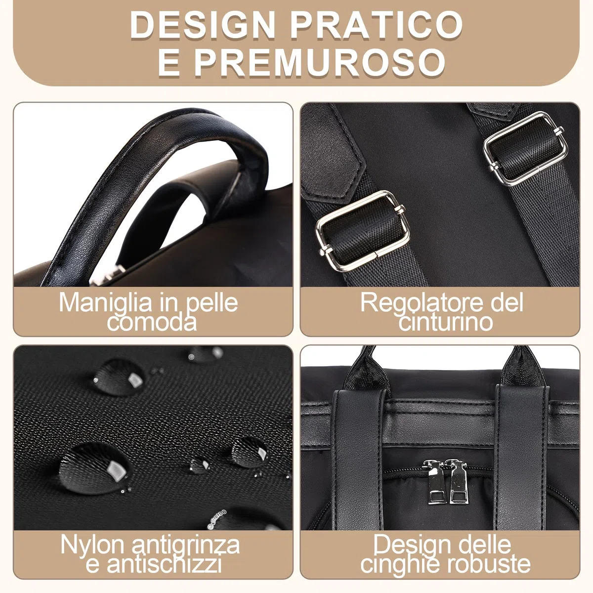 Eshow Zaino Da Donna Antifurto, Zainetto Multifunzionale, Borsa Casual ed Moda per Viaggio, Scuola, Lavoro, Shopping, Visite e Università