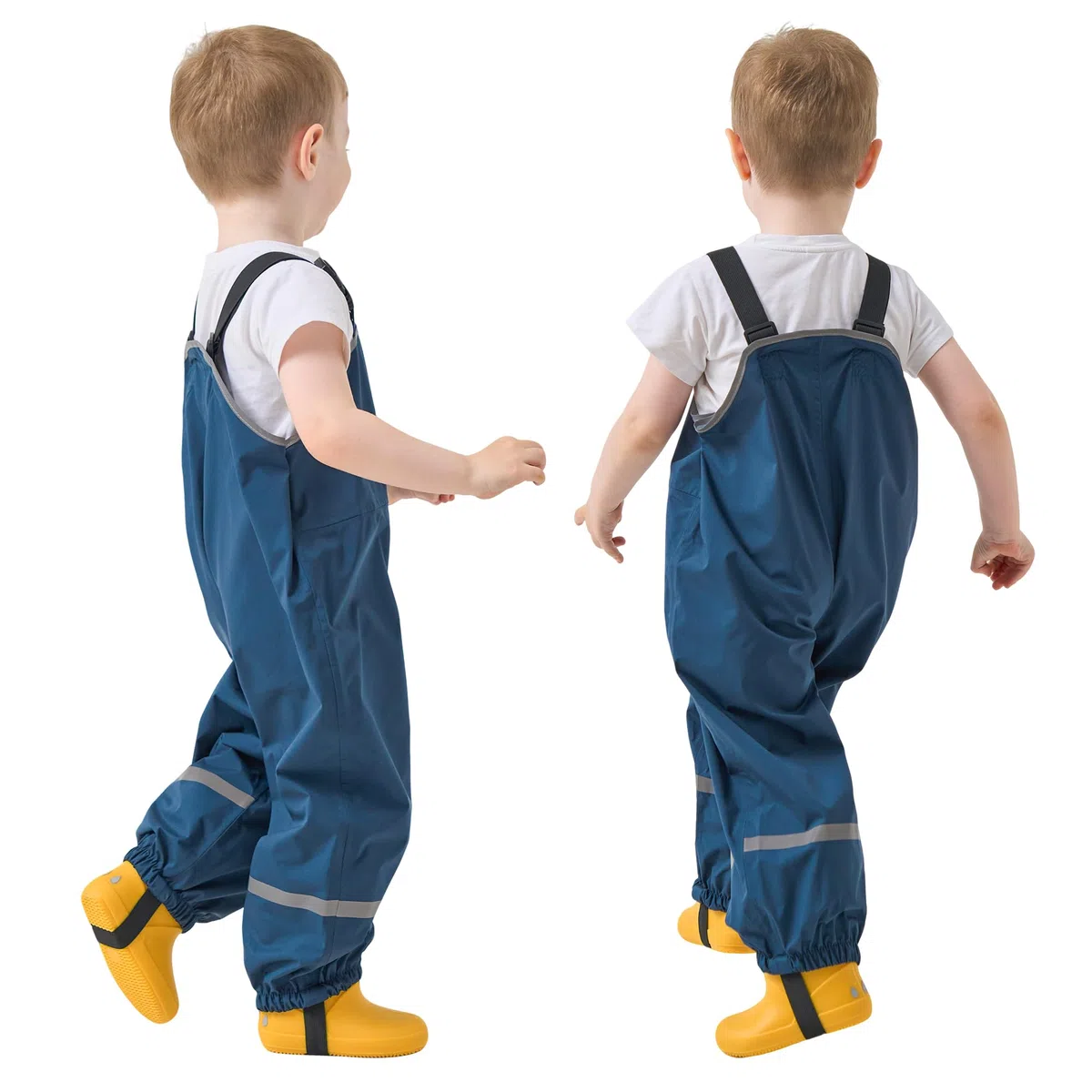 Pantaloni Impermeabili Bambini, Unisex Leggero Salopette Antipioggia Pantalone da Pioggia con Strisce Riflettenti Non Imbottiti Ragazze Ragazzi Impermeabile Abbigliamento, per 2-7 Anni