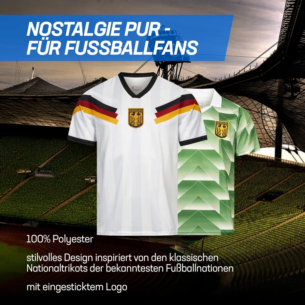 JELEX Retro History - Maglia da uomo, con logo ricamato e maniche corte, design nostalgico per gli appassionati di calcio, ideale per collezionisti