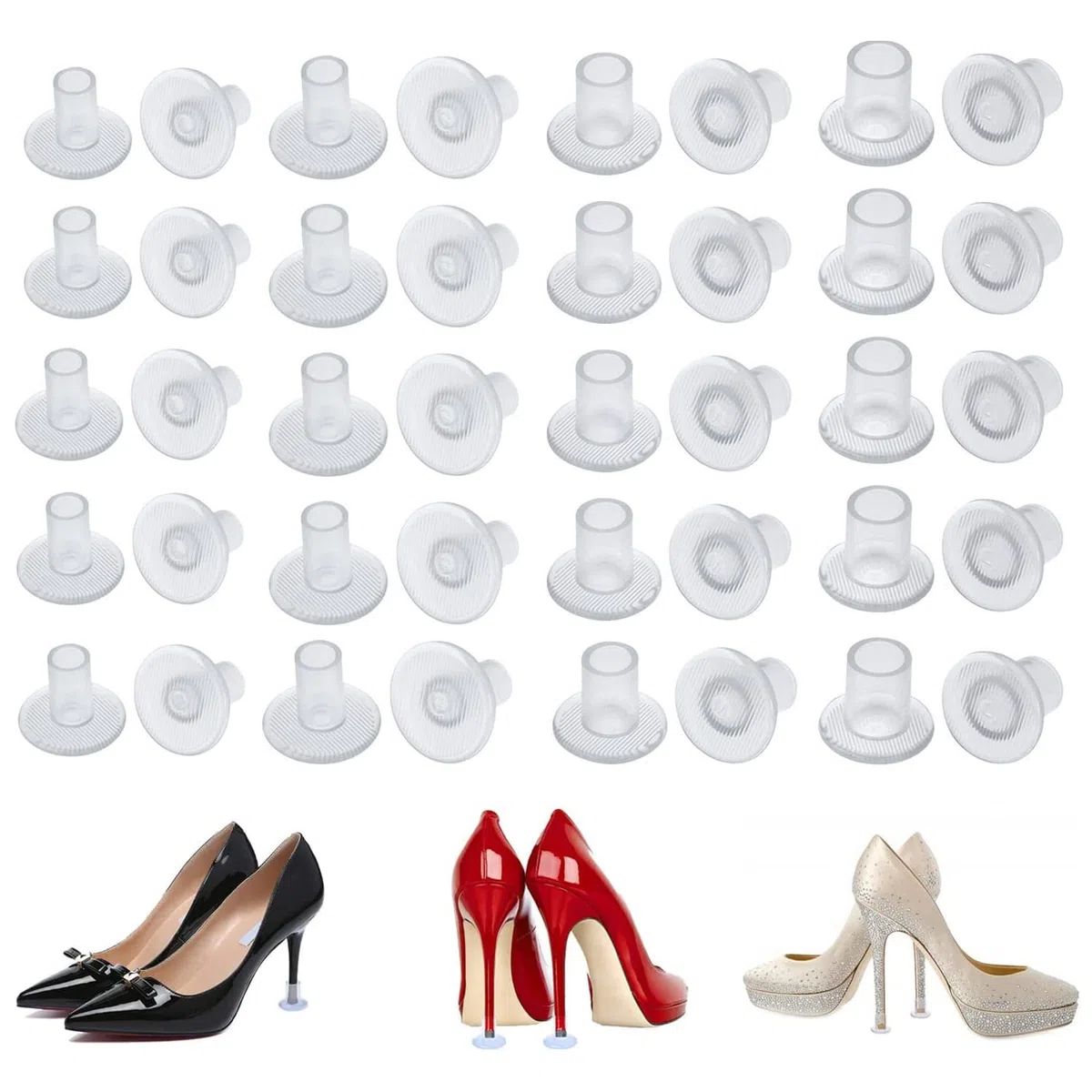 MEISO 20 Paia Salvatacchi Proteggi Tacchi Donna, Salvatacchi Matrimonio, 4 Dimensioni Salvatacco, Proteggi Scarpe Tacco a Spillo Erba, per Matrimoni, Attività All'aperto （Trasparente）