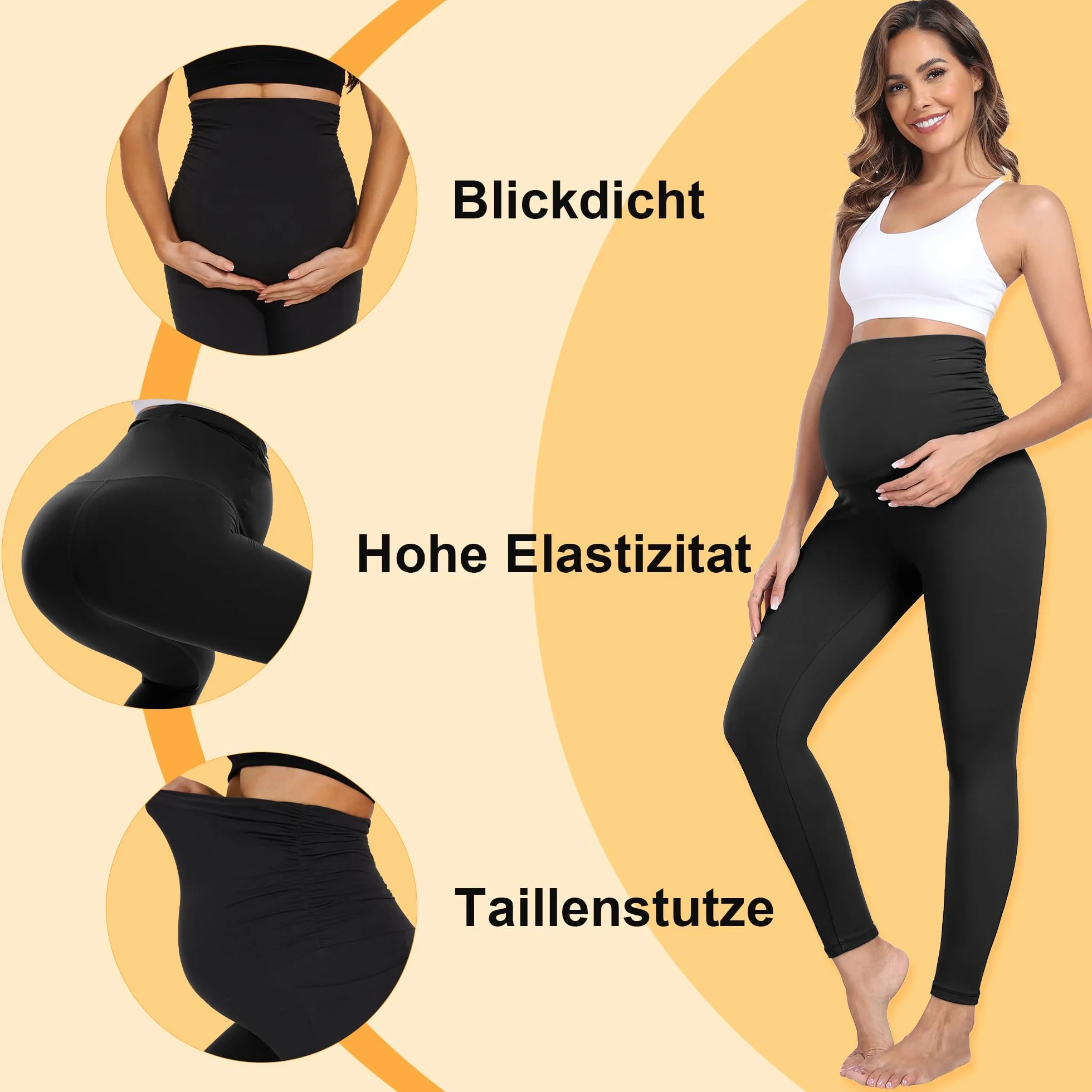 HIPOWER Leggings termici per gravidanza, da donna, a vita alta, caldi, per gravidanza, yoga