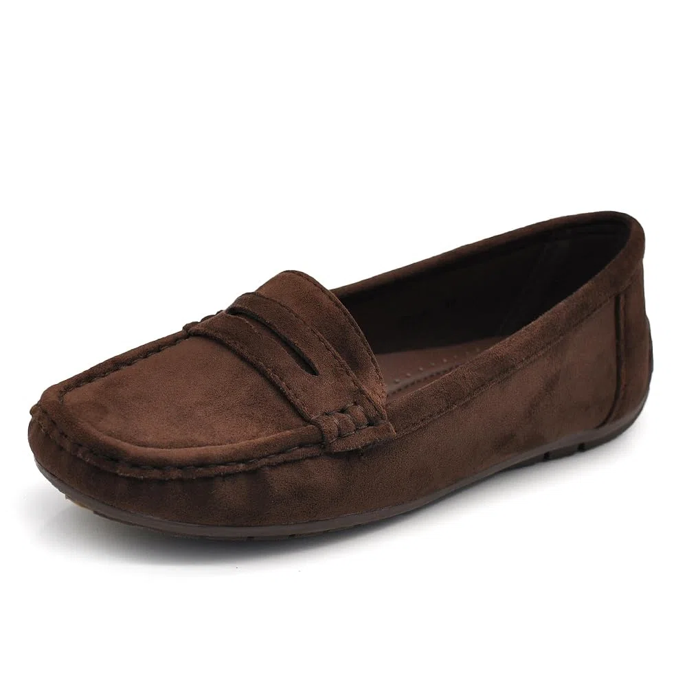 IF Fashion Scarpe Mocassini Slip On Loafers Morbidi Donna con Strass Pietri Camoscio Scamosciato FT245