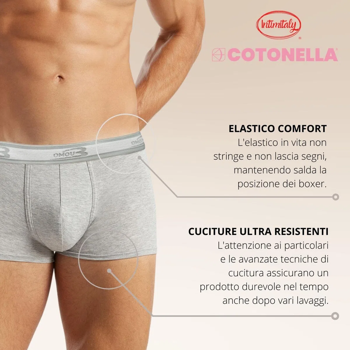 COTONELLA - Boxer Uomo Cotone Elasticizzato Pacco da 4 Bielastico Mutande Uomo Cotone Intimo Mutande Uomo Colorate alla Moda Bianchi Neri Grigio