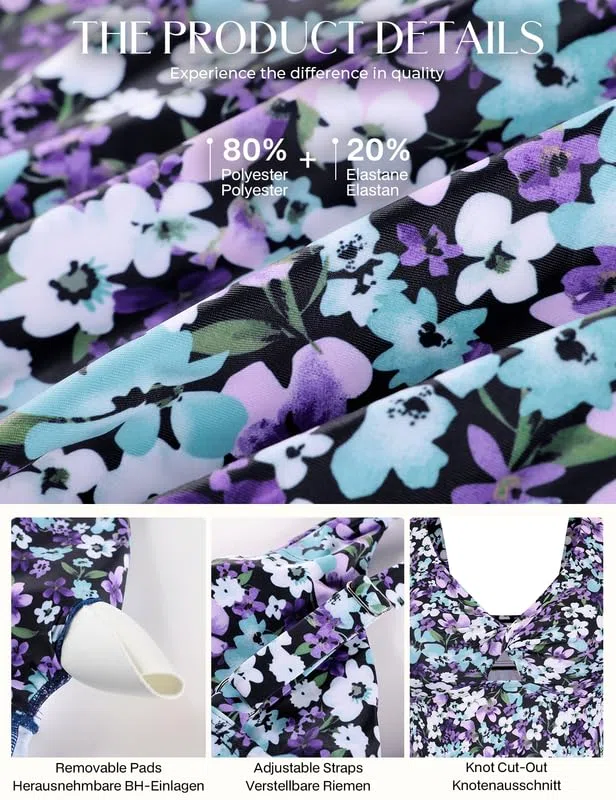 Hanna Nikole Tankini - Costume da bagno da donna, taglie grandi, 2 pezzi, con pantaloncini da bagno push up, costume da bagno regolabile, costume da bagno crossover