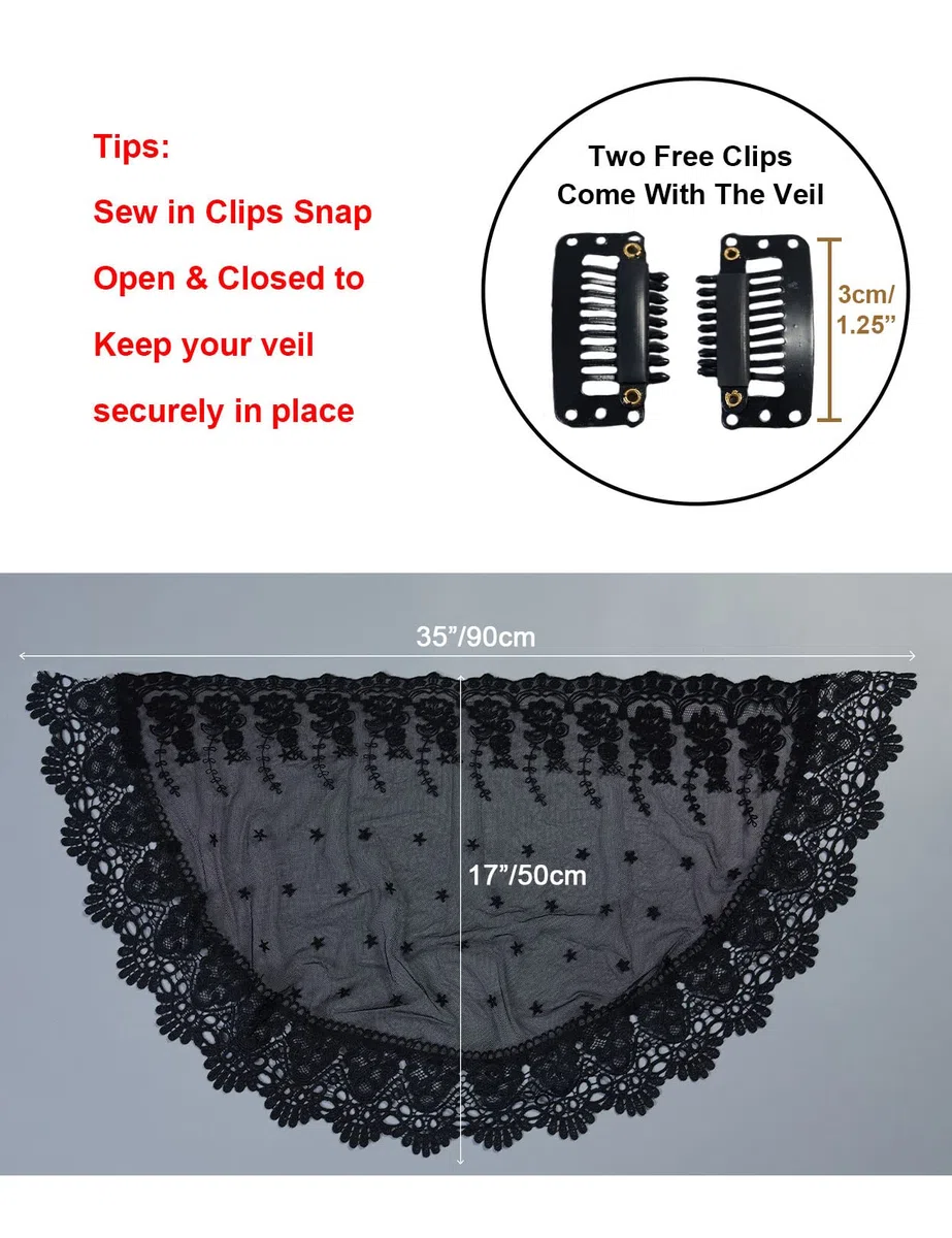 BEAUTELICATE Velo di Pizzo per Chiesa Sposa Velo Muliebre Cattolica Copricapo Foulard Sciarpa per Messa Latino Lutto Nero Avorio V105