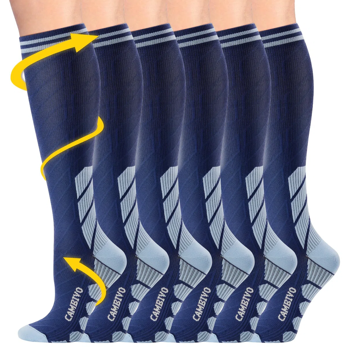 CAMBIVO Calze Compressione Graduata Donna Uomo 3 Paia, Calze a Compressione Graduata 20-30mmHg, Calze Antitrombo Elastiche a Compressione, Gambaletti Calzini per Sportive, Vene Varicose, Aereo, Corsa