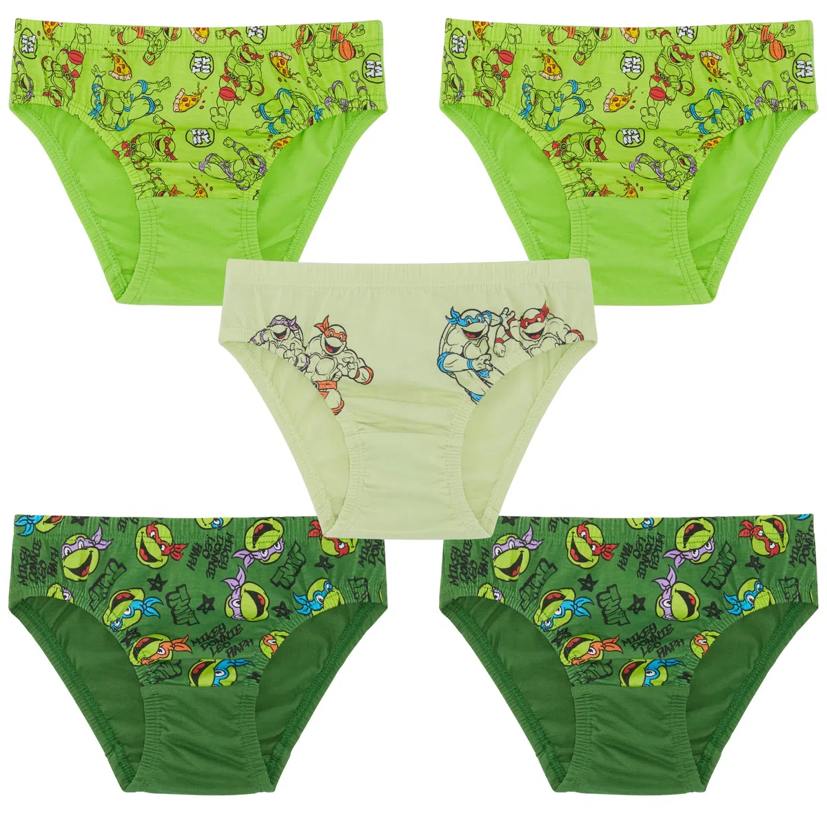 Teenage Mutant Ninja Turtles Tartarughe Ninja alla riscossa Confezione da Cinque Slip TMNT - 100% Cotone