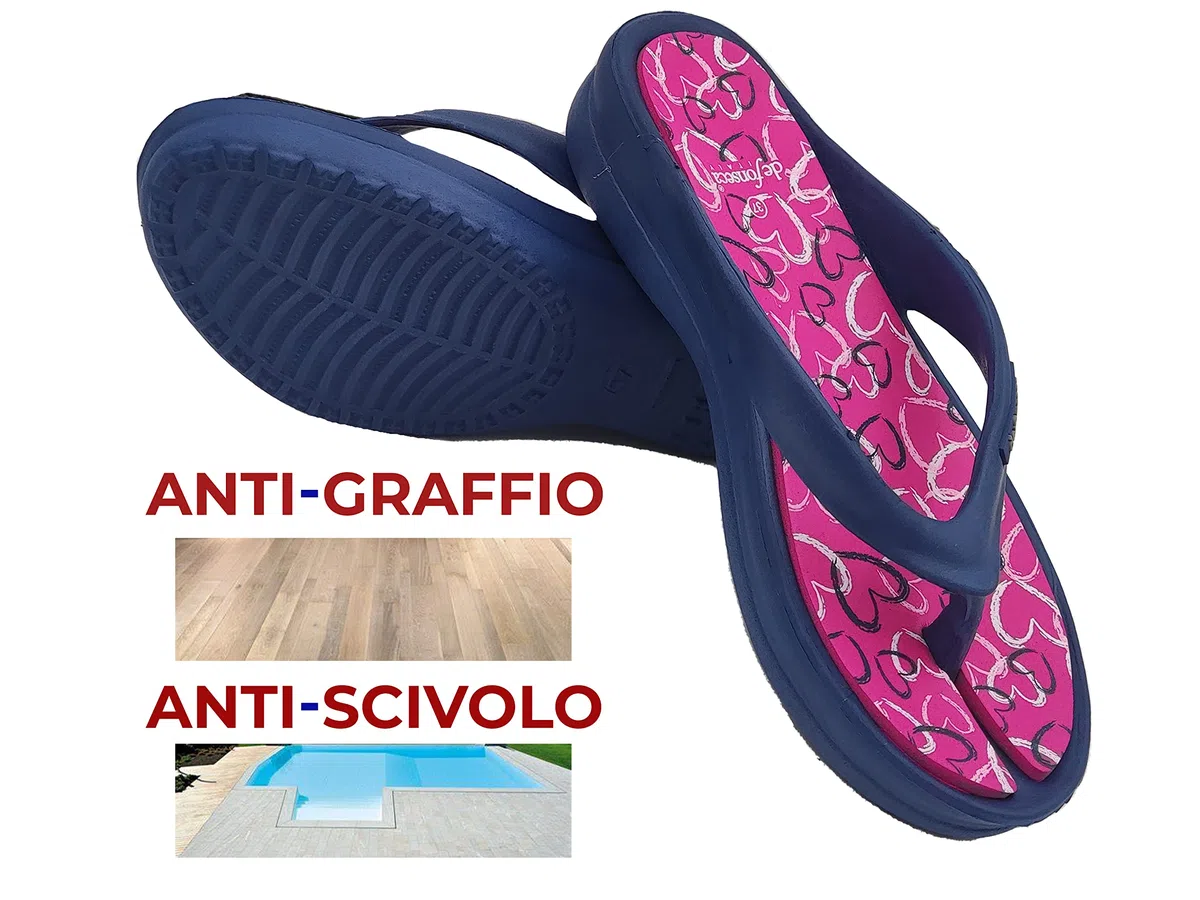 de fonseca Ischia Super Ciabatte Donna Infradito, Ciabatta in Gomma per Casa, Mare e Spiaggia FlipFlop Estive con Zeppa