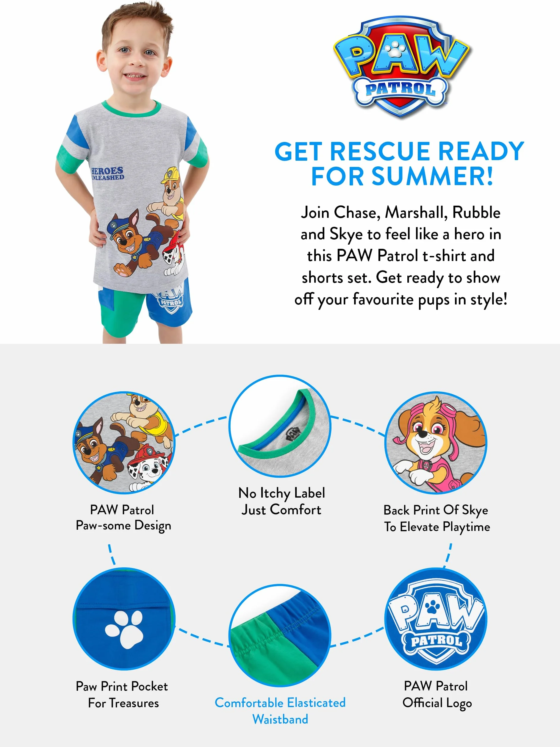 Paw Patrol Vestito Completo Pantaloncini E Maglietta Bambino | Completini E Coordinati Per Bambino