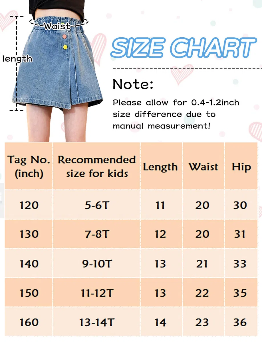 FEOYA Pantaloncini jeans da ragazza per bambini larghi casual pantaloncini in denim con elastico in vita pantaloni corti larghi pantaloni corti alla moda carino pantaloni corti per 5-14 anni