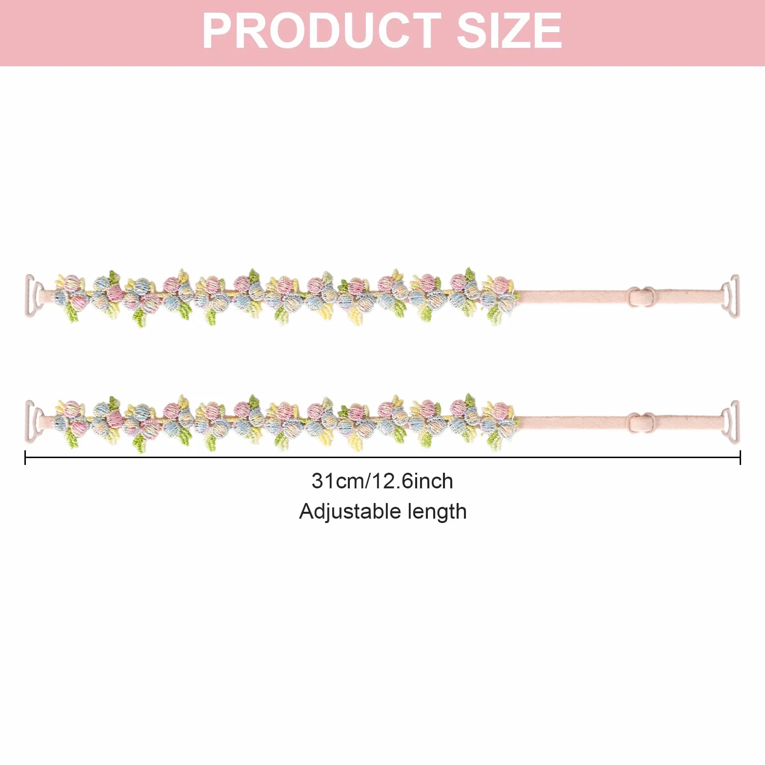 Naapesi 1 Paio di Spalline per Reggiseno Detacchabili a Pizzo Florale | Regolabili, Antiscivolo & Eleganti | Perfette per Vesti a Spalle Nude e Top Estivi
