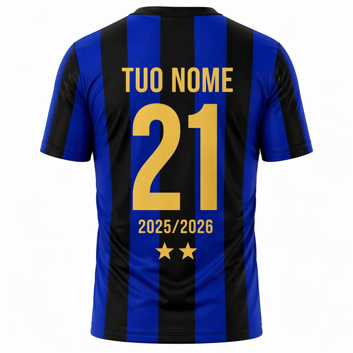 Fupies Maglia Calcio Personalizzata Stile Nero-Azzurro Campioni d'Italia 2025/2026 - Nome e Numero Personalizzabili - T-Shirt Sportiva Uomo - Idea Regalo Tifoso Scudetto