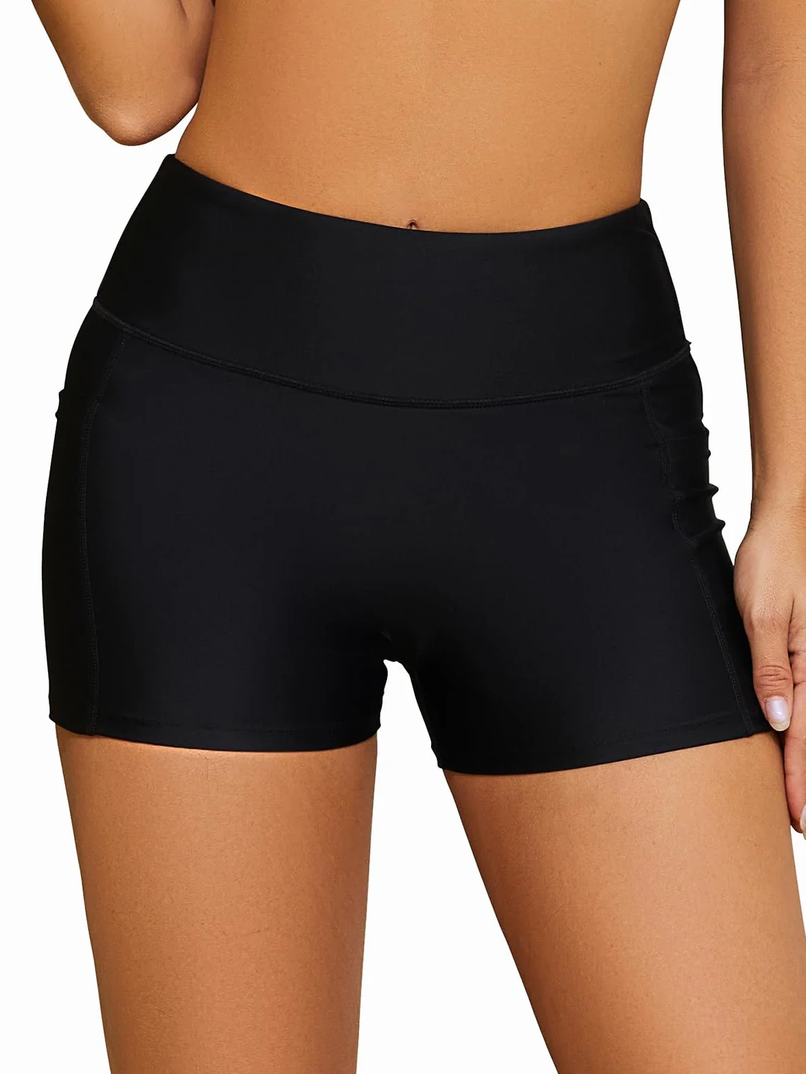 SHEKINI Pantaloncini da Bagno Donna Nuoto Vita Alta Costumi Bikini Shorts Rapida UPF 50+ con Tasche