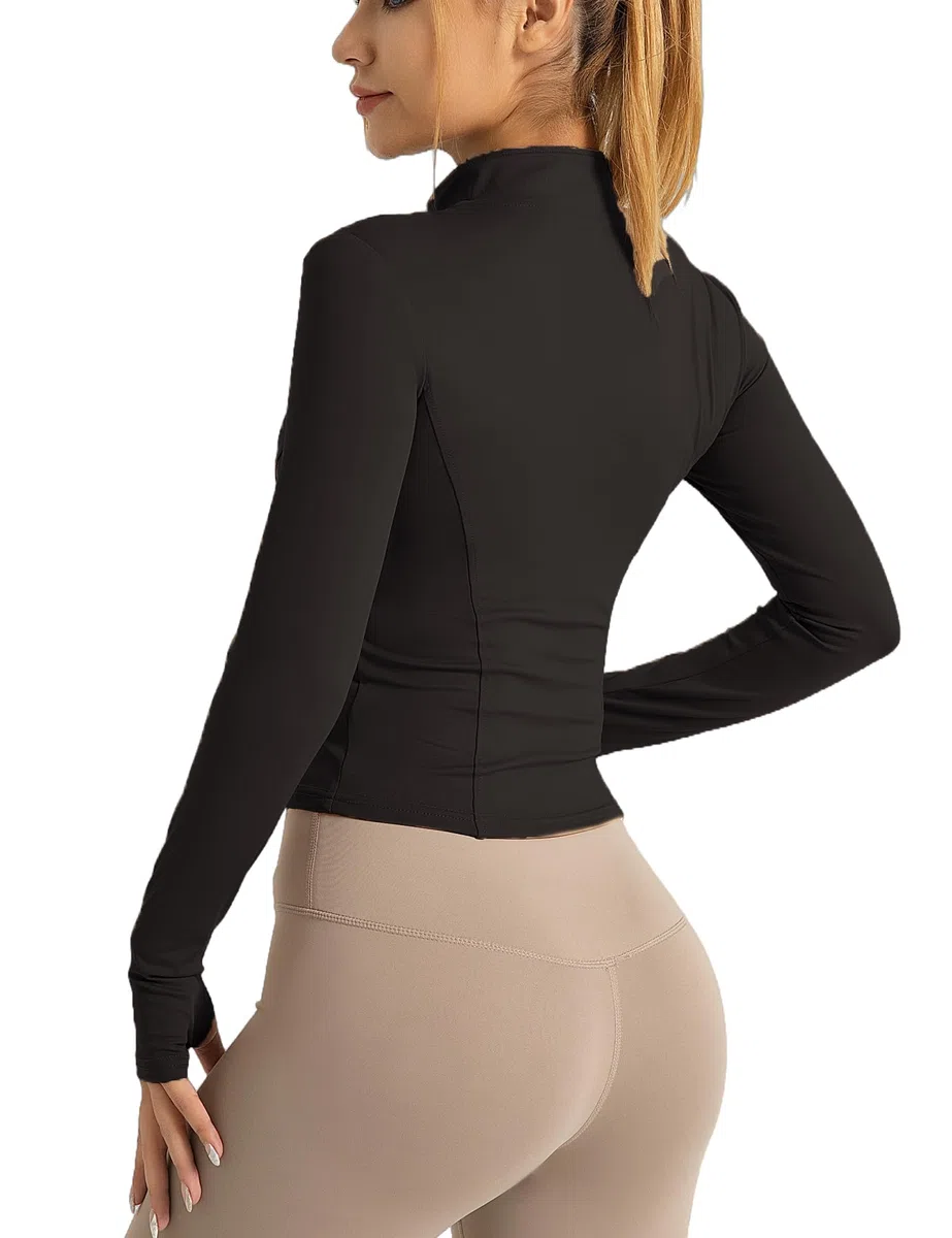 Giacca Sportiva da Donna Giacca Leggera da Corsa Top con Cerniera per Yoga Giacca Sportiva Traspirante Con Fori per Pollici Corsa Yoga Palestra.