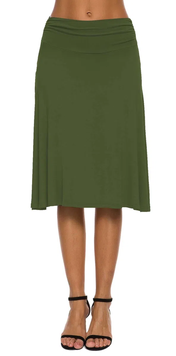 Donna Elegante Casual Elastico Midi Yoga Gonna Piega Media Vita Svasato A-Line Gonna