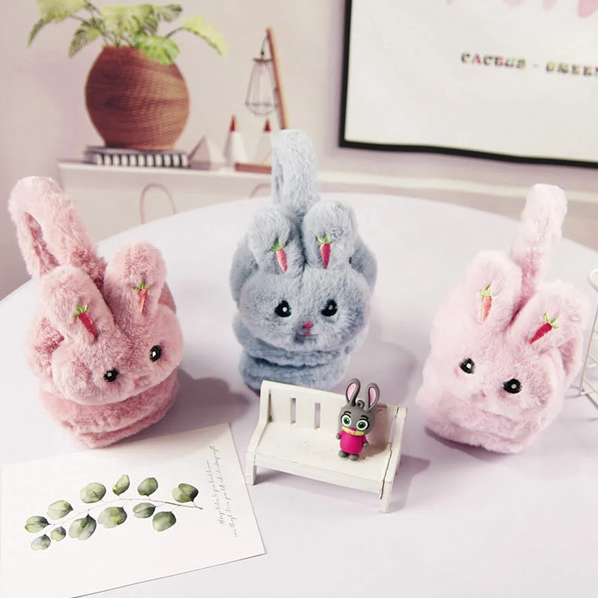 YJZQ Kids' Girls' Lovely Plush Earmuff Thermal Ear Cover With Glittering Rabbit Ears Soft Velvet Ear Muff Warmer Wrap Winter for Children