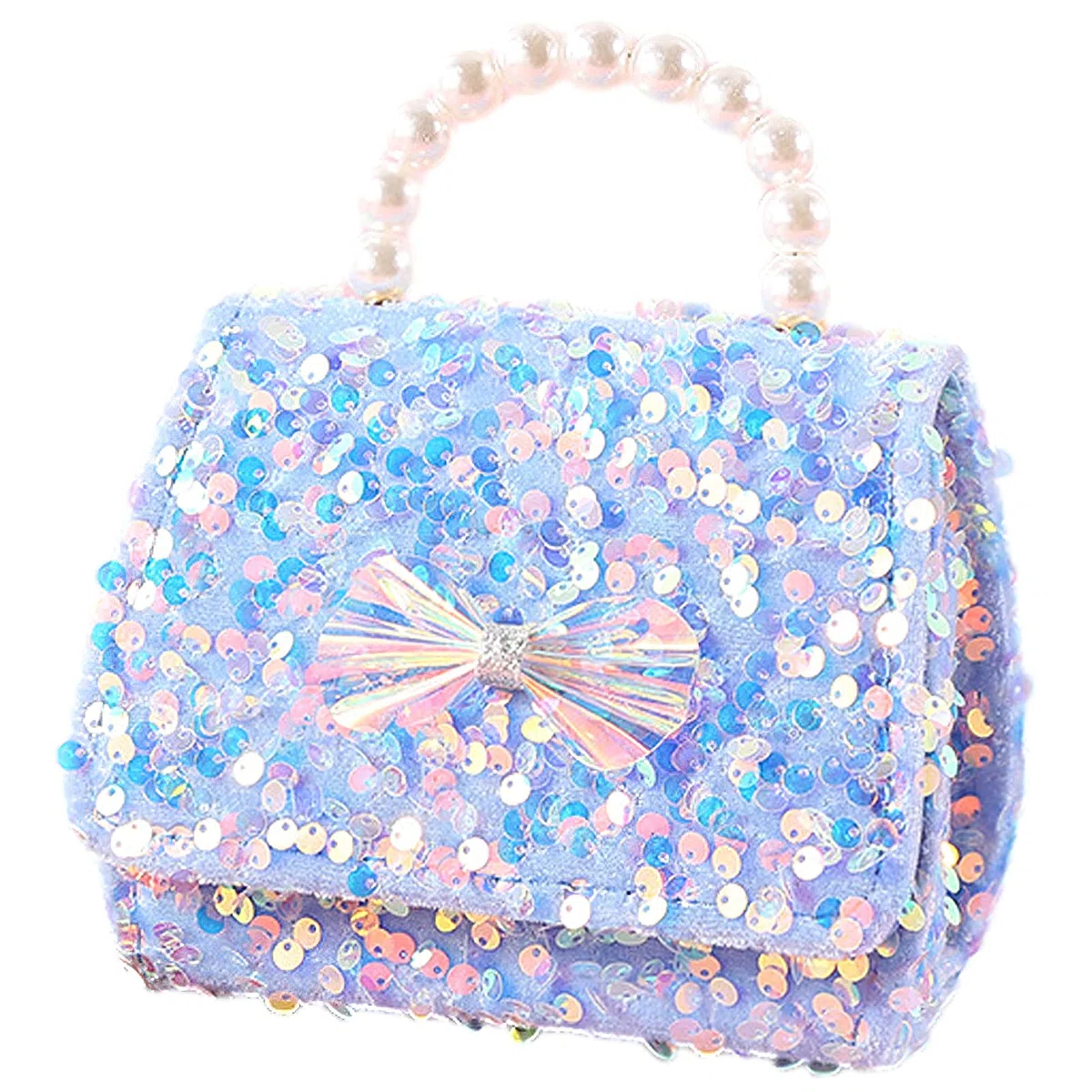Nodo a Fiocco Borsellino per Bambine Microfibra Borsa a Tracolla Paillettes Borse a Spalla Portafoglio Glitterato Borsa con Perle per Bambini
