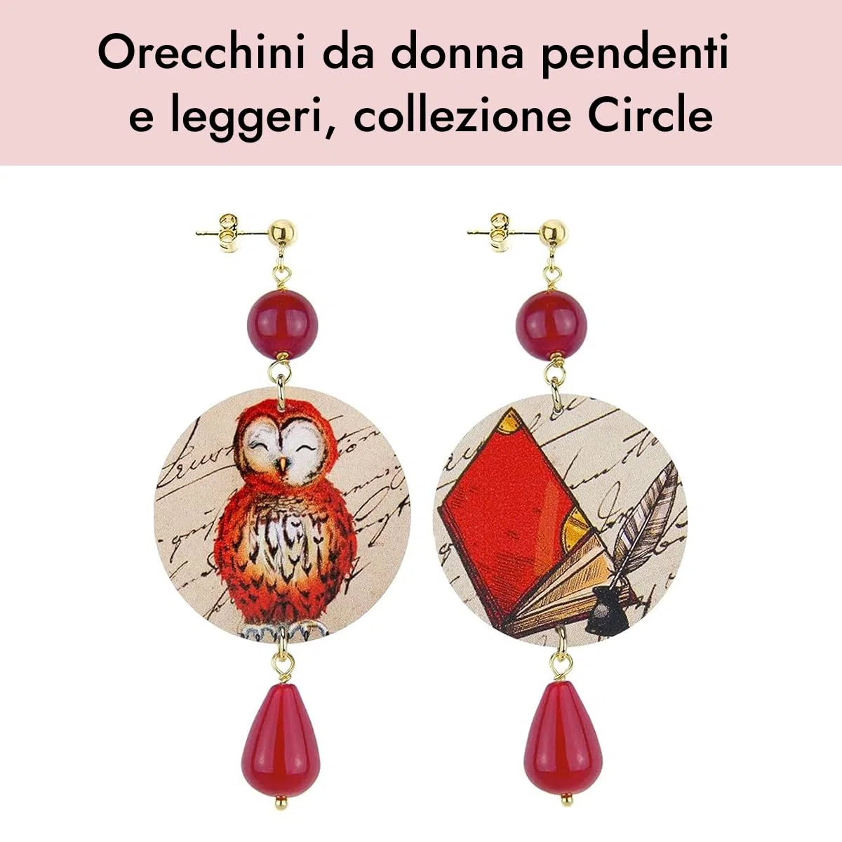 Lebole Orecchini Donna, Orecchini Donna Pendenti Eleganti e Leggeri, in Ottone Galvanizzato Oro con Pietre Naturali, Gioielli Artigianali Made in Italy, Regalo Donna dal Design Esclusivo