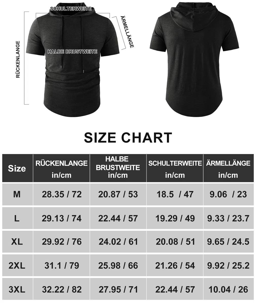 ZITY T-Shirt Sportiva Uomo con Cappuccio Maniche Corte Traspirante Palestra Corsa Estate M-3XL