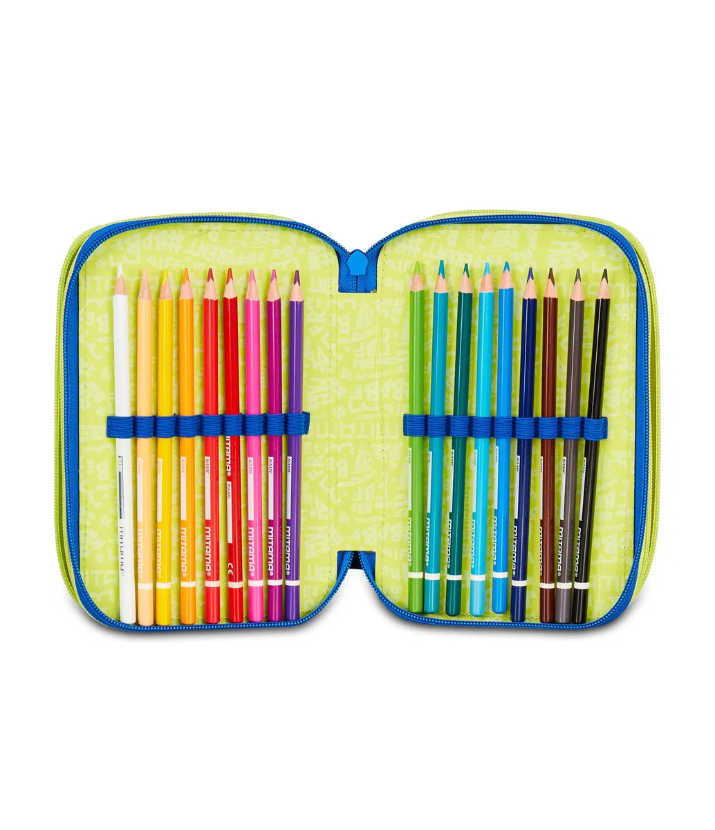 Mitama Astuccio Scuola 3 Scomparti, TRIPLO GAMING404, Contenuto 47 pz, Completo di Matite, Pennarelli, Portapenne Scuola Elementare Bambino