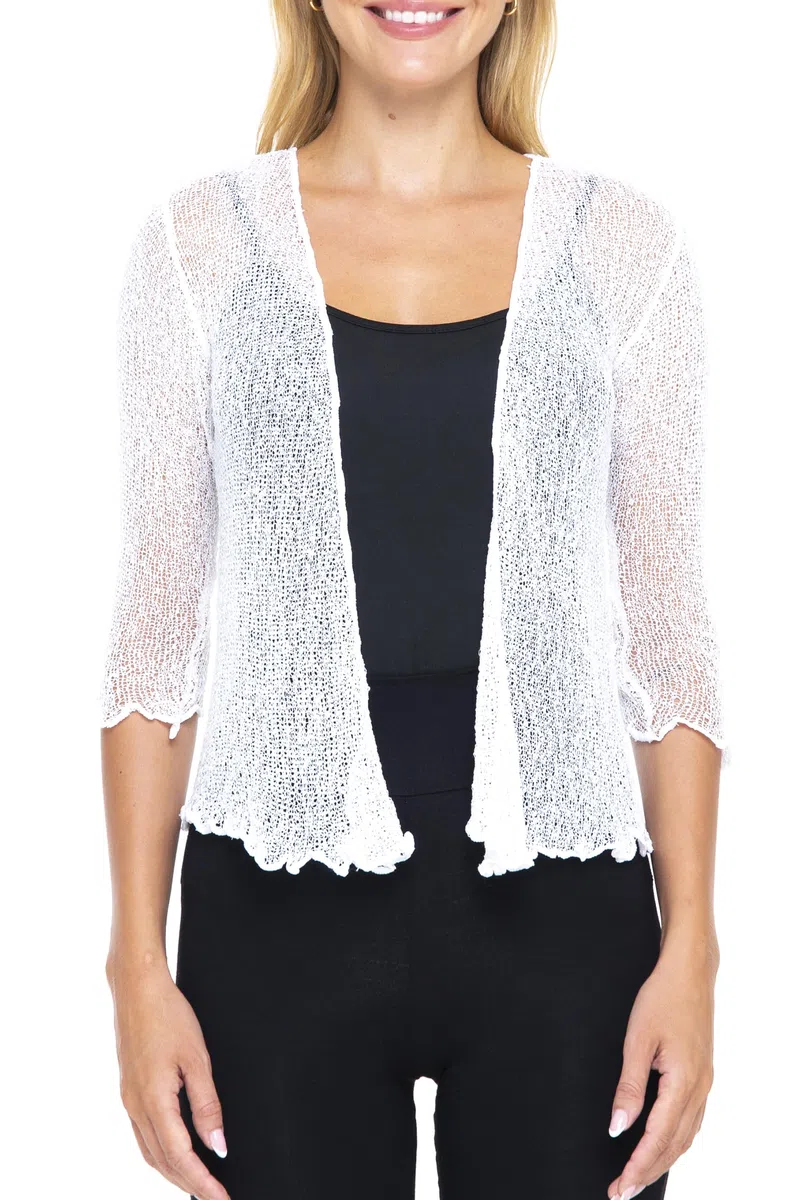 SHU-SHI - Cardigan/Coprispalle Trasparente - Effetto a Maglia - Donna