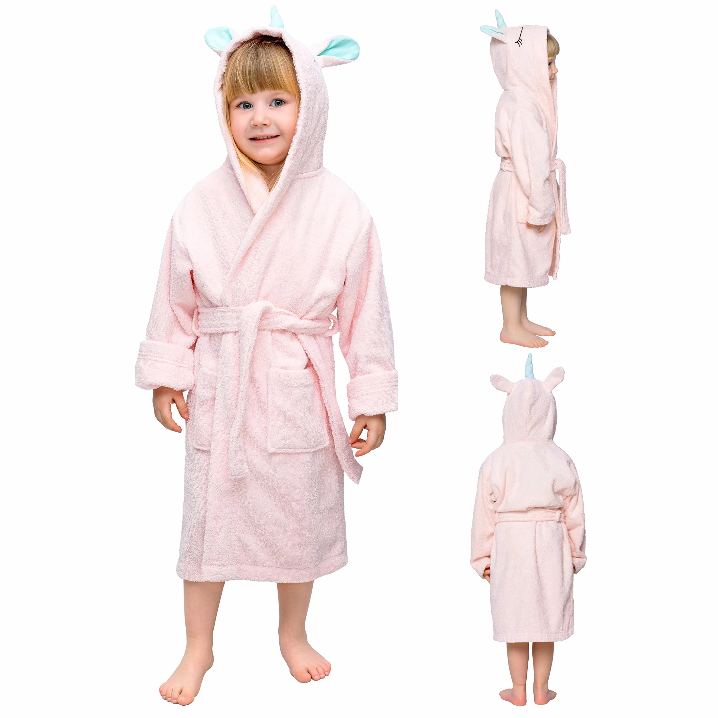 Twinzen - Accappatoio Unicorno - Ragazza e Ragazzo - Senza Prodotti Chimici OEKO-TEX® - 100% Cotone - Accappatoio Doccia e Vestaglia Bambini