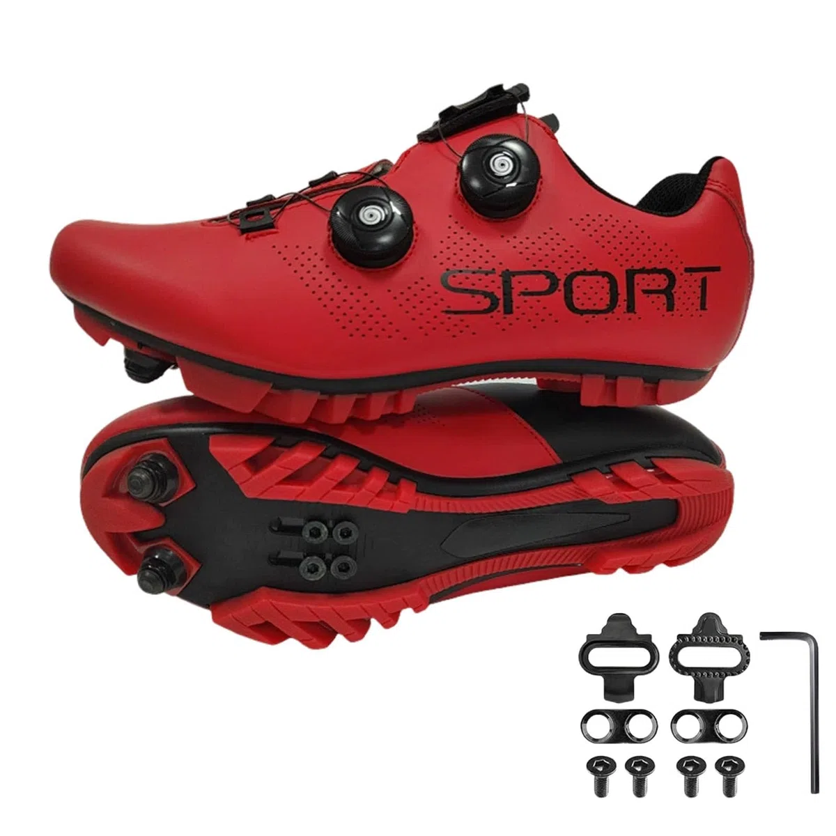 Surwin Scarpe Ciclismo MTB Uomo Donna, Scarpe Mountain Bike Unisex Traspirante Antiscivolo con 2 Bulloni e Tacchetti, Sneakers con Design Fibbia Girevole, 36EU-47EU