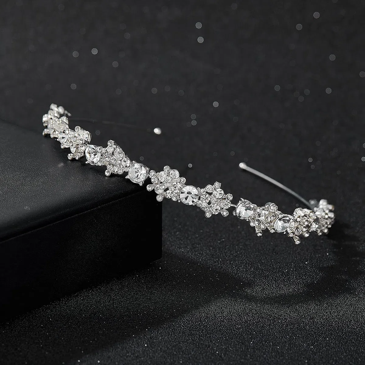SWEETV Cristallo Nozze Cerchietti Argento Nuziale Fasce per Capelli Strass Copricapo Tiara Le signore Accessori Capelli per Le spose