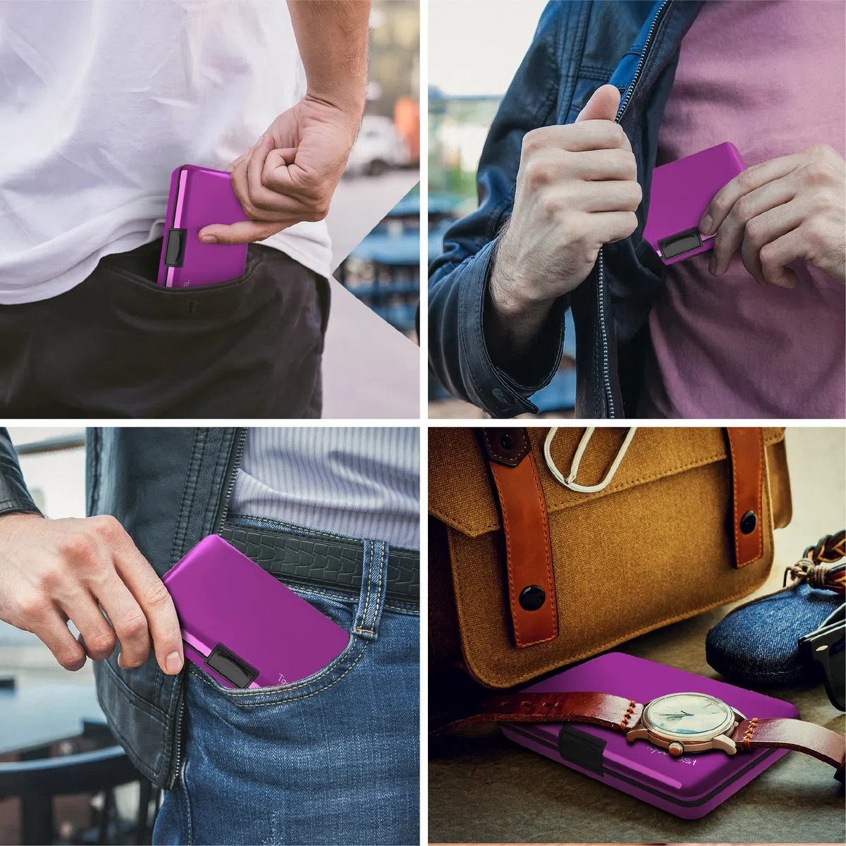 TopMost porta carte di credito in alluminio con protezione RFID per uomini e donne - Portafoglio per 12 carte e banconote, protezione contro il furto di dati, portafoglio slim, porta carte