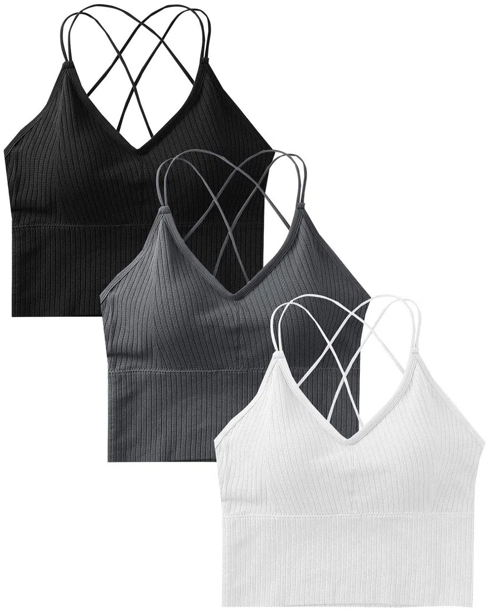 heekpek Reggiseno Sportivo Donna Sport Push Up Bustier Elasticità Spaghetti Reggiseno Top con Spallacci Imbottiti e Incrociati Bralette Lift Yoga Bra per Ginnastica Corsa Jogging