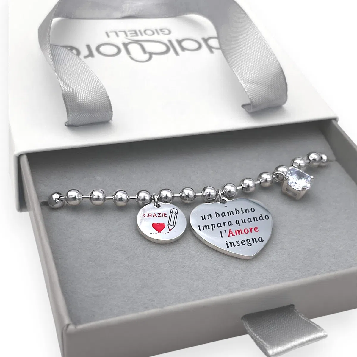 dalcuore Bracciale Amicizia Donna Acciaio Ipoallergenico Regolabile. Charm Frase Incisa. Idea Regalo Originale per Lei: Compleanno, Natale, Laurea. Perfetto per Amica, Fidanzata, Sorella, Mamma, Zia.