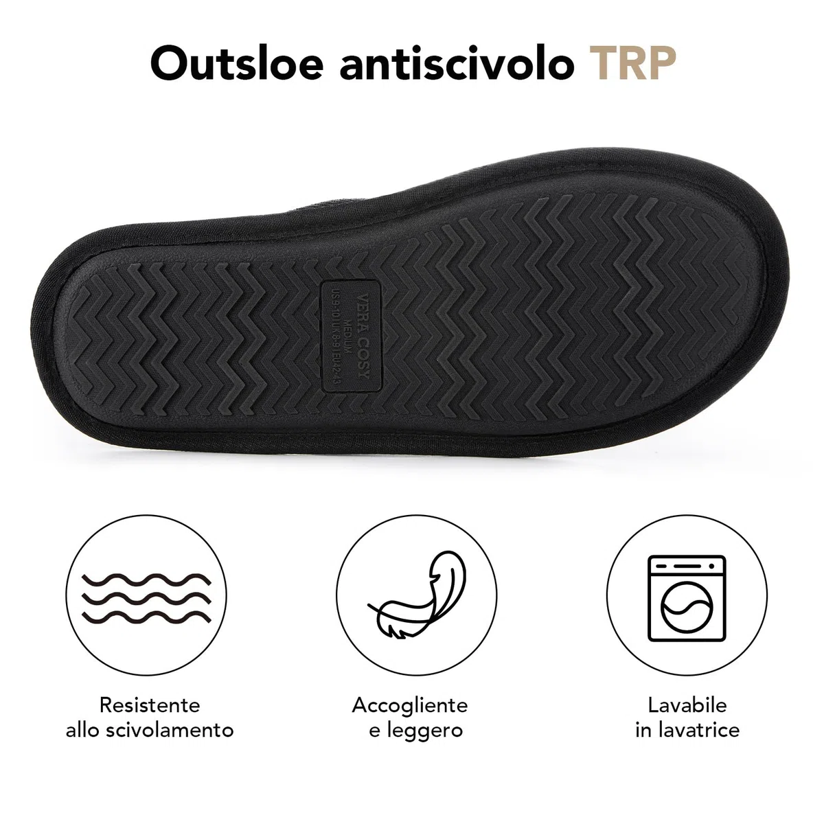 VeraCosy Pantofole Morbido Scuff Traspirante da Uomo Memory Foam Indoor Outdoor Pantofole