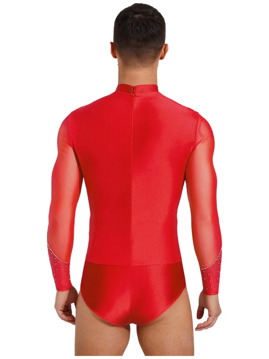 dPois Uomo Body da Ballo Latino Americano Tango Body Danza Classica Standard Moderna Manica Lunga Balletto Leotards Costume Danza Samba Rumba Salsa Prestazioni