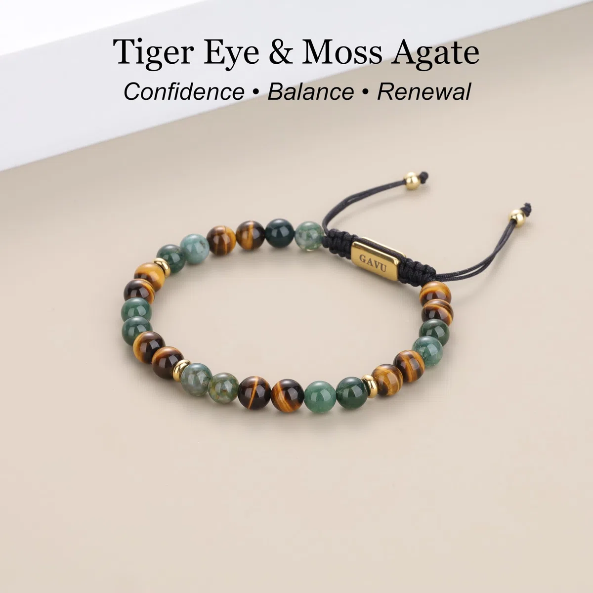 GAVU Bracciale da Uomo in Pietre Naturali, Bracciale Occhio di Tigre da Uomo Regolabile