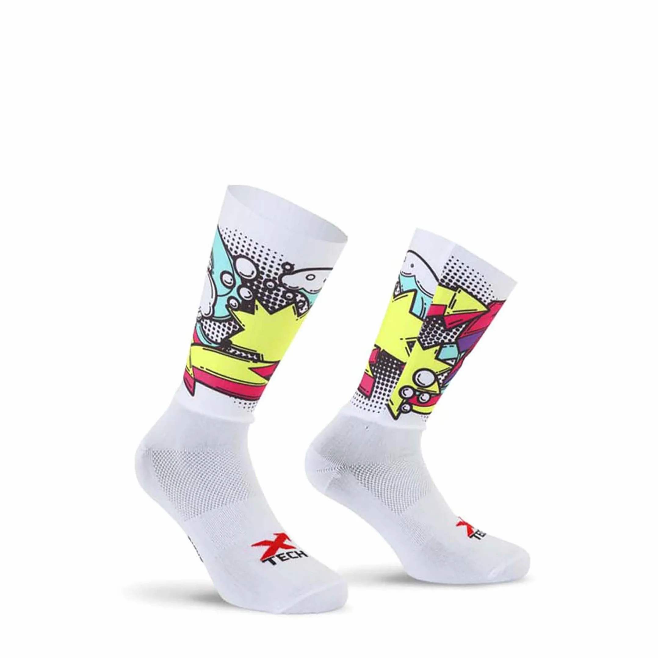 Calza Crono 8, 1 Paio, Calza Tecnica Aerodinamica, Calza Ciclismo, Costine per Minima Resistenza all'Aria
