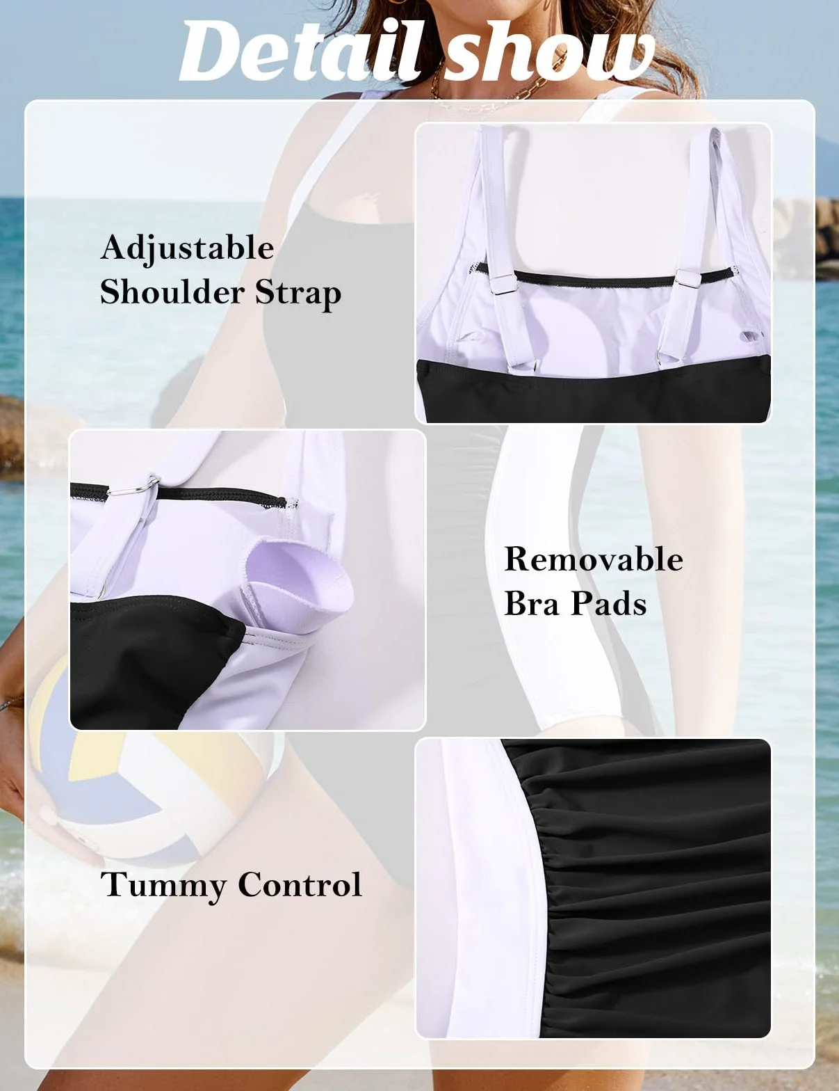 Costume Intero Donna Contenitivo Costumi da Bagno Interi Curvy Elegante Taglie Forti Pancia Piatta Modellante Push up Reggiseno Imbottito Mare Piscina Beachwear