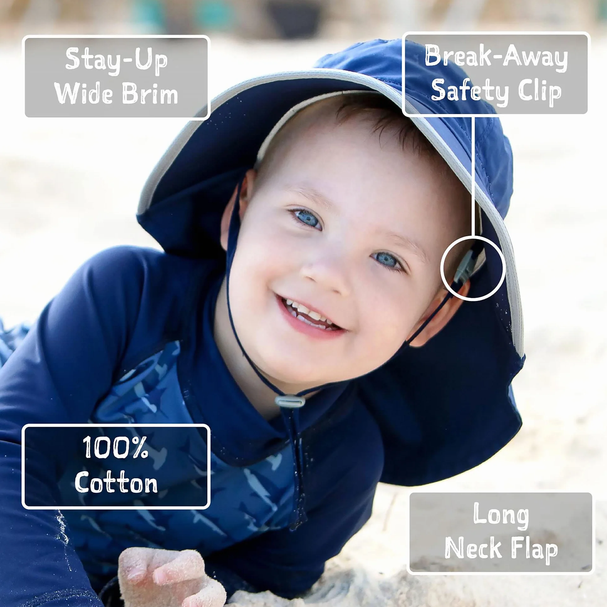 Jan & Jul Grow-with-Me Cappello da Sole in Cotone con Tesa Grande, per Neonati e Bambini