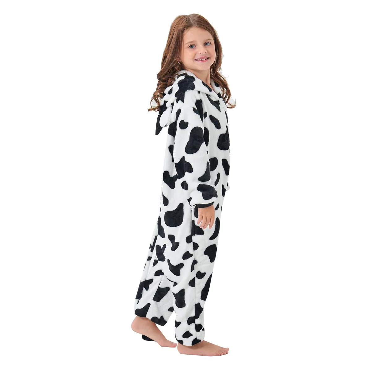 Pigiama invernale con cappuccio, unisex, con mucca, dinosauro, rana, koala, coniglietto, panda, tutina in morbido pile extra spesso