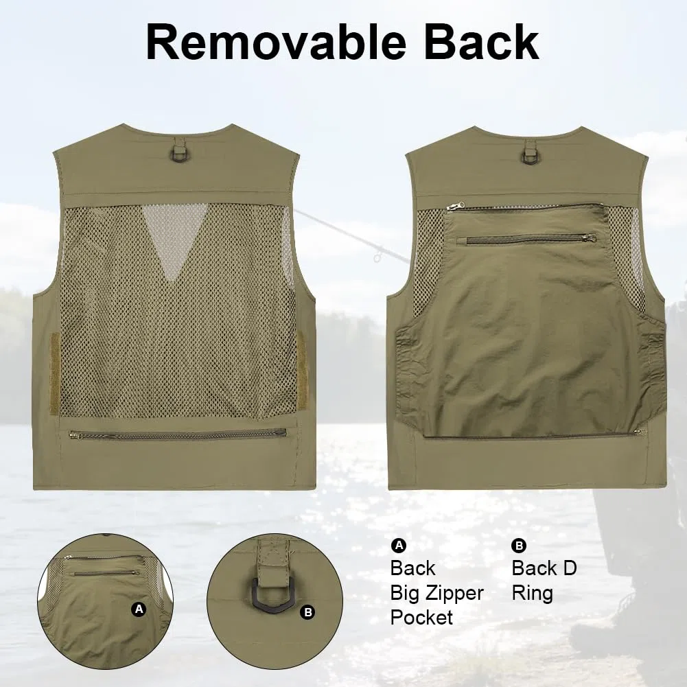 Uomo Gilet da Pesca Multitasche, Gilet da Viaggio Leggero e Traspirante, Giacca Senza Maniche da Esterno, Adatto per la Pesca, Attività All'aperto, Campeggio, Alpinismo