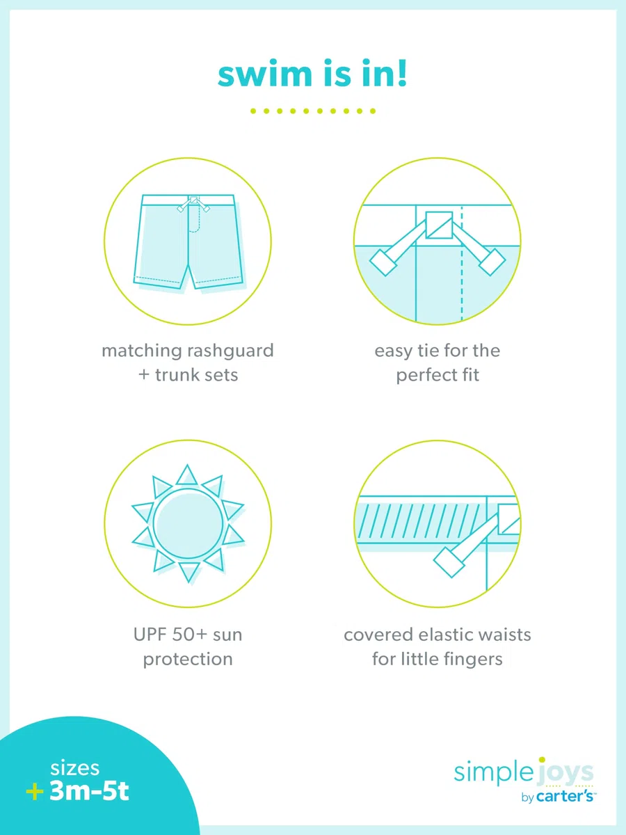 Simple Joys by Carter's Swimsuit Trunk And Rashguard Set Set di Rash Guard Bimbo 0-24 (Pacco da 1)