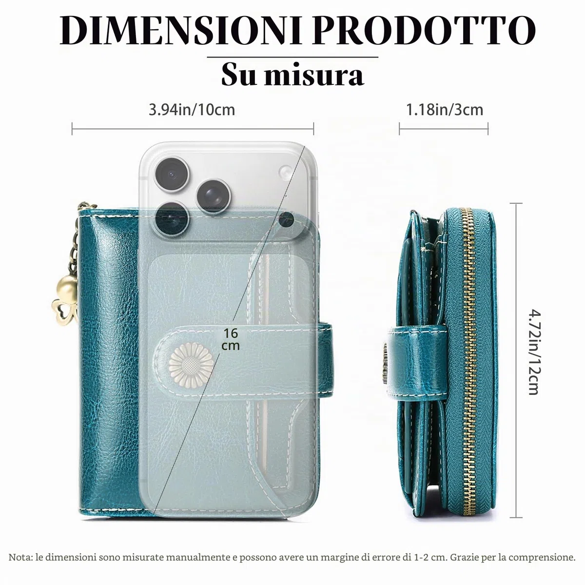 SENDEFN Portafoglio Donna in Pelle Vegana di Blocco RFID in Pelle Corto Portamonete per Donna con 8 Scomparti per Carte 2 Finestra di Identificazione,Metallo Pendente e 1 Tasca con Cerniera