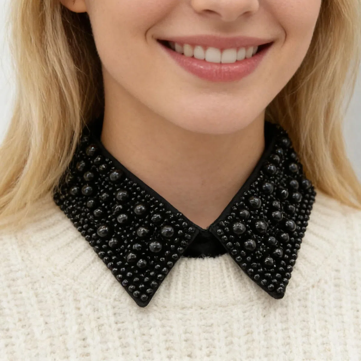 Colletto di perle da donna, rimovibile, colletto falso con perle, inserto per colletto, collo alto, colletto vintage per vestiti, maglioni, camicette, camicia