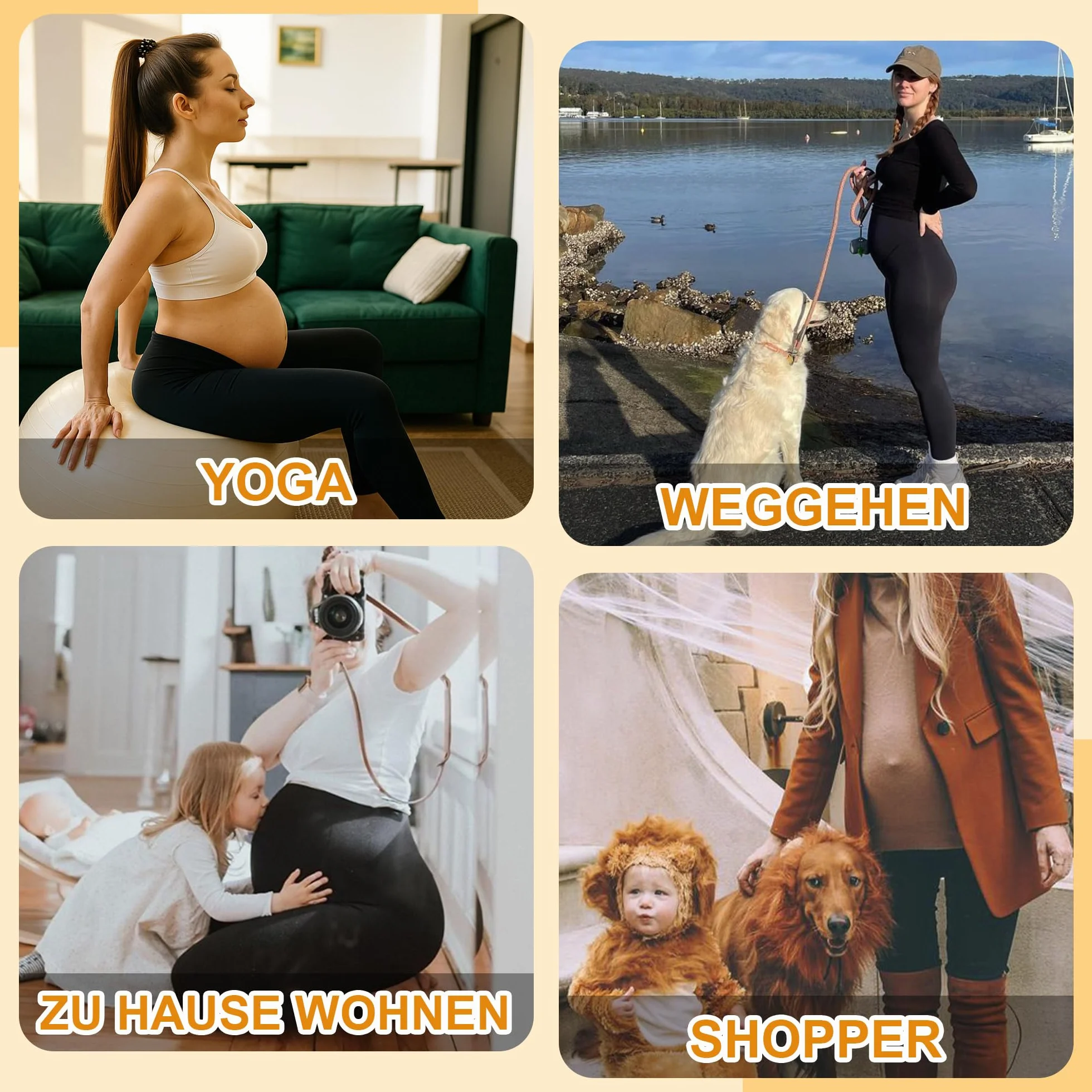 HIPOWER Leggings termici per gravidanza, da donna, a vita alta, caldi, per gravidanza, yoga