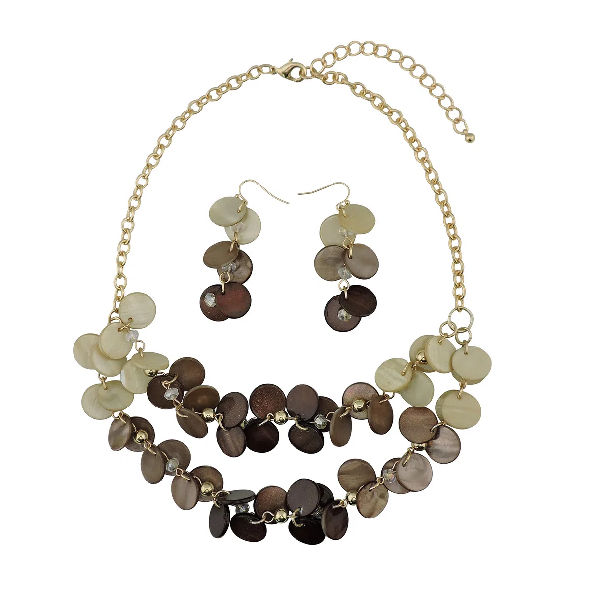 Bocar 2 strati dichiarazione girocollo Shell collana e orecchini set per le donne regalo