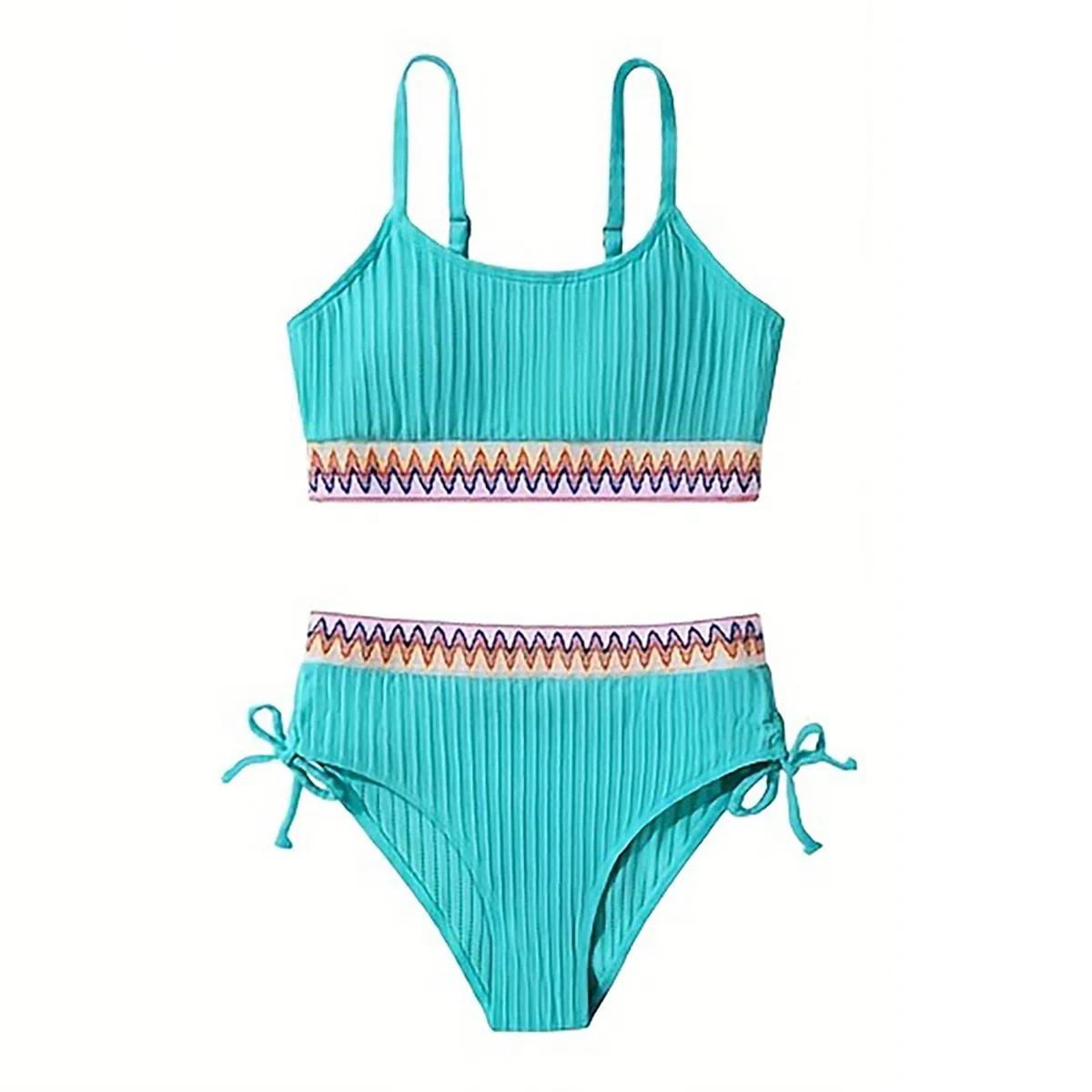 Generico Costume da Bagno Bambina 9-16 Años Due Pezzi Piscina Bikini Sportivo Ragazza Fascia con Spalline Imbottito + Slip Vita Alta Tankini Mare Patchwork Retro Beachwear Spiaggia Swimwear