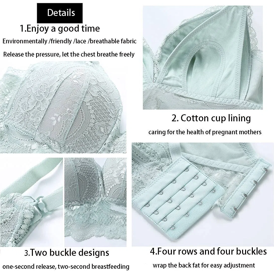 Reggiseno Allattamento con Estensione Reggiseno Bra Donna Morbido e Traspirante Reggiseno Donna Reggiseno Allattamento Senza Ferretto con Imbottiti in Pizzo