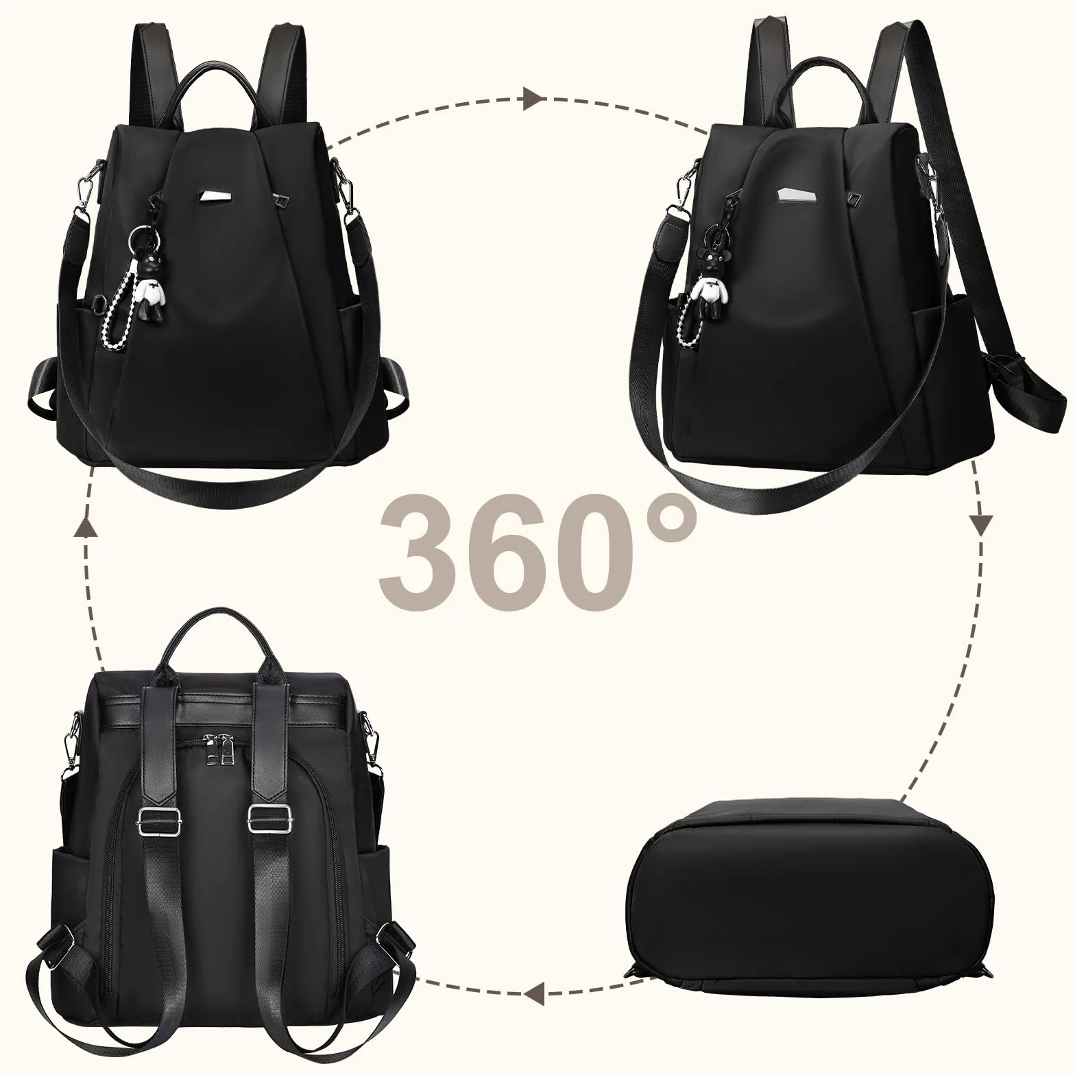 Eshow Zaino Da Donna Antifurto, Zainetto Multifunzionale, Borsa Casual ed Moda per Viaggio, Scuola, Lavoro, Shopping, Visite e Università