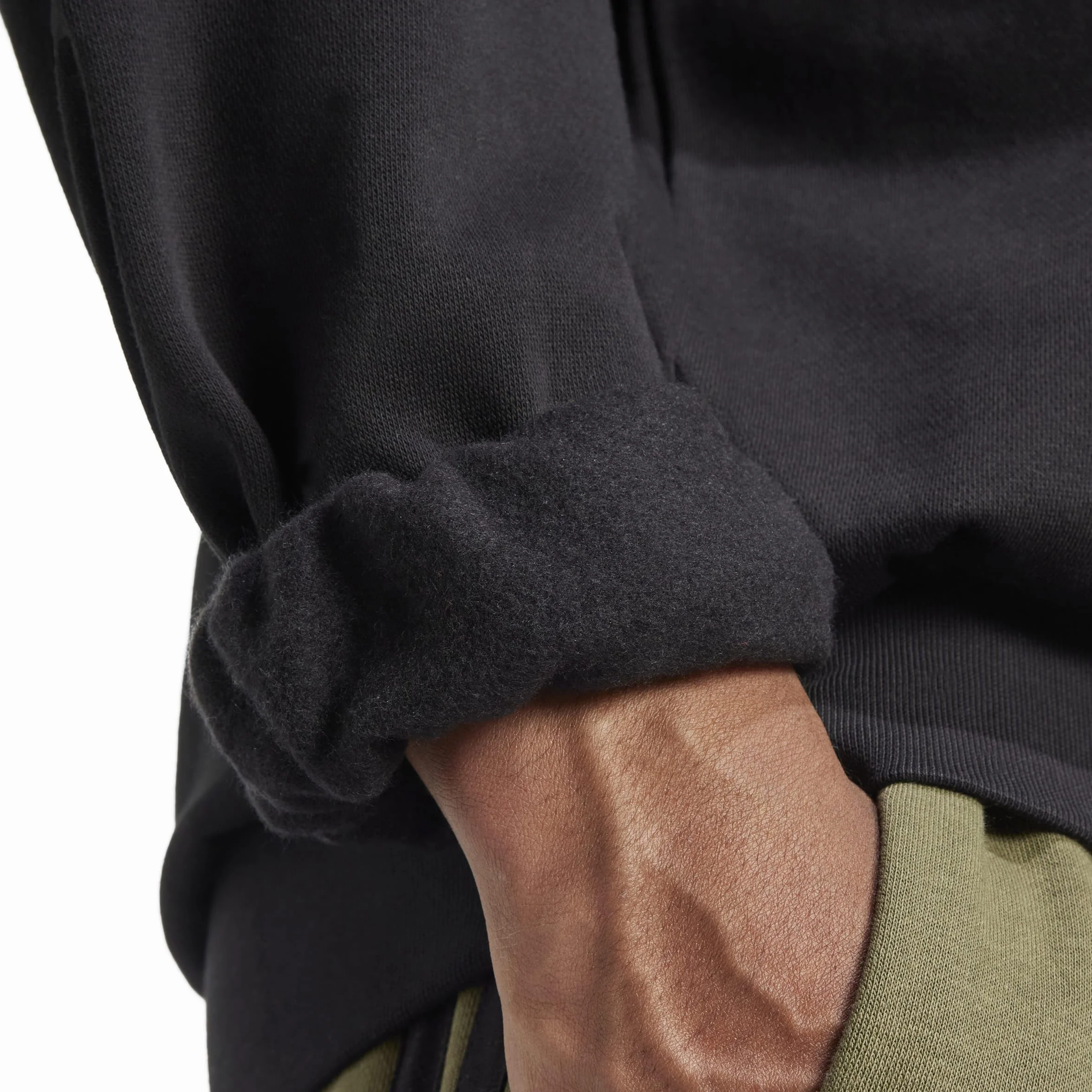 adidas Uomo Essentials Feelcozy Fleece Sweatshirt, Black/White, L
